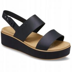 Sandały Dla Dorosłych Crocs Brooklyn Matte Wrap Low Wedge Sandal. Brązowe sandały damskie Crocs, bez wzorów, z materiału, bez obcasa, na koturnie, bez zapięcia. Za 259.99 zł.