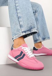 Różowe Sneakersy w Stylu Tenisówek z Paskami na Boku Cholewki Aitoria. Czerwone obuwie sportowe damskie Renee, bez wzorów, tenisowe. Za 79.99 zł.