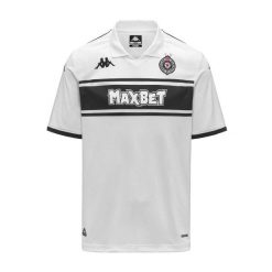 Trzecia koszulka FK Partizan Belgrad 2026. Białe koszulki sportowe męskie Kappa, bez wzorów, bez kołnierzyka, bez ramiączek, do piłki nożnej. Za 442.00 zł.