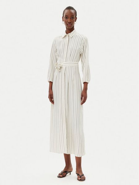 Marella Sukienka koszulowa Denis 2513221111200 Biały Regular Fit. Białe sukienki damskie Marella, bez wzorów, z wiskozy, bez kołnierzyka, bez ramiączek, koszulowe. Za 719.99 zł.