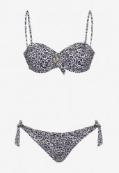 Ciemnoszare Dwuczęściowe Bikini Góra z Regulowanymi Ramiączkami Ozdobiona Metalową Klamrą Dół Majtki Typu Figi Wiązane po Bokach Zelmarie. Szare bikini damskie Born2be, na lato, l, bez wzorów. Za 59.99 zł.