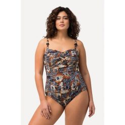 Damski Kostium kąpielowy drapowany miękkie miseczki koraliki. Czarne kostiumy jednoczęściowe damskie Ulla Popken, plus size, bez wzorów, z elastanu, sportowe, plus size. Za 279.99 zł.