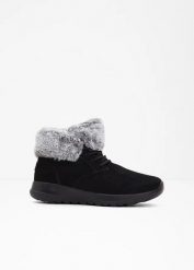 Botki sznurowane marki Skechers. Czarne kozaki damskie bonprix, bez obcasa. Za 329.99 zł.
