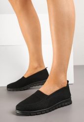 Czarne Tenisówki z Elastyczną Cholewką i Tłoczeniem Zenfitra. Czarne trampki i tenisówki damskie Born2be, bez wzorów, z jeansu, klasyczne, bez zapięcia. Za 39.99 zł.