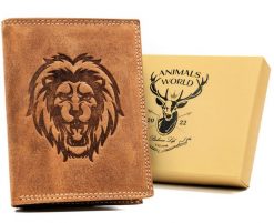 Portfel skórzany Always Wild N4-CHM-LION brązowy. Brązowe portfele męskie Always Wild, bez wzorów, z nubiku. Za 50.00 zł.