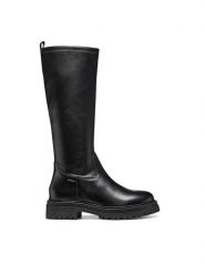 Geox Kozaki D Iridea D56HRF 0KB43 C9999 Czarny. Czarne kozaki damskie Geox, ze skóry, bez obcasa, na płaskiej podeszwie. Za 579.99 zł.