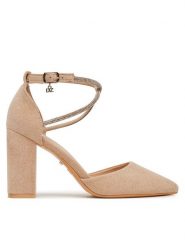 DeeZee Czółenka BG-88416-1 Beżowy. Brązowe czółenka damskie DeeZee, bez wzorów, z materiału, bez obcasa, bez zapięcia. Za 139.99 zł.