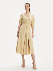DKNY Sukienka codzienna D2A4BIAM Beżowy Regular Fit. Brązowe sukienki damskie DKNY, na co dzień, bez wzorów, z lyocellu, bez kołnierzyka, bez ramiączek, proste. Za 679.99 zł.