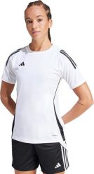 Adidas Koszulka damska Tiro 24 Jersey biało-czarna IS1024 2XL. Białe t-shirty damskie Adidas, xl, bez wzorów, z jersey, bez kołnierzyka. Za 128.51 zł.