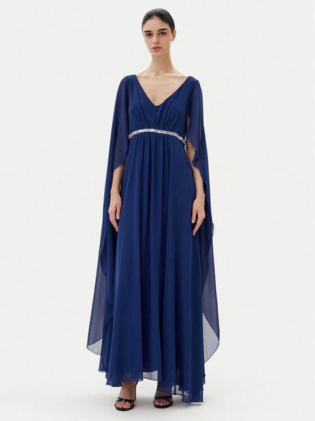 Rinascimento Sukienka wieczorowa CFC0123079003 Granatowy Regular Fit. Niebieskie sukienki damskie Rinascimento, l, bez wzorów, z syntetyku, wizytowe, bez kołnierzyka, bez ramiączek. Za 499.99 zł.