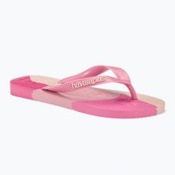 Japonki Havaianas Top Logomania Colors II. Czerwone klapki damskie Havaianas, bez wzorów, sportowe, bez obcasa. Za 94.99 zł.