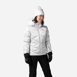 Kurtka narciarska damska Rossignol Staci Metallic. Szare kurtki sportowe damskie Rossignol, na jesień, l, bez wzorów, z materiału, z kapturem, narciarskie. Za 1,549.00 zł.