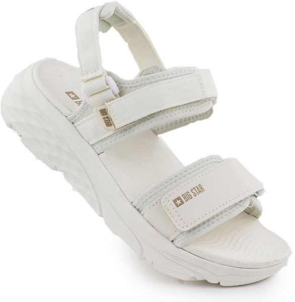 Sandały sportowe damskie na rzep kremowe Big Star RR274A076 41. Białe sandały damskie Big Star, bez wzorów, bez obcasa, bez zapięcia. Za 138.83 zł.