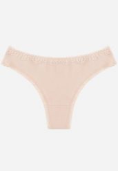 Beżowe Majtki z Bawełną Typu Stringi Ozdobione Koronką Cirilise. Brązowe stringi damskie Born2be, l, bez wzorów, z bawełny. Za 6.99 zł.