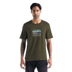 Koszulka turystyczna męska Icebreaker Tech Lite II SS T-Shirt. Zielone koszulki sportowe męskie Icebreaker, l, bez wzorów, z wełny, bez kołnierzyka, bez ramiączek, trekkingowe. Za 389.99 zł.