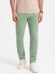 Spodnie męskie dresowe z nogawką bez ściągacza - zielone V3. Zielone spodnie sportowe męskie Ombre Clothing, l, bez wzorów, z bawełny. W wyprzedaży za 127.49 zł.