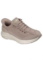 Buty sportowe damskie Skechers Contour Foam Golden Hour. Brązowe obuwie sportowe damskie Skechers, bez wzorów, z materiału, do biegania. Za 388.50 zł.