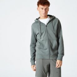 Bluza z kapturem męska Domyos Gym & Pilates. Brązowe bluzy męskie DOMYOS, m, bez wzorów, z materiału, z kapturem, na fitness i siłownię. Za 99.99 zł.