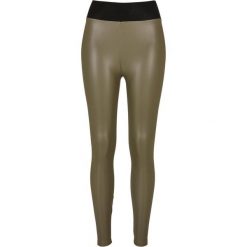 Damskie legginsy z wysoką talią z faux skóry Urban Classics. Zielone legginsy damskie Urban Classics, bez wzorów, ze skóry. Za 183.50 zł.