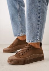 Brązowe Trampki z Imitacji Zamszu z Nieregularną Podeszwą ze Żłobieniami Naranatea. Brązowe trampki i tenisówki damskie Born2be, bez wzorów, z jeansu, bez zapięcia. Za 69.99 zł.