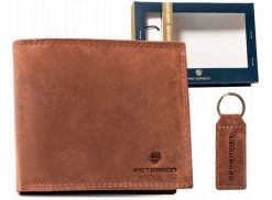 Zestaw prezentowy Peterson PTN SET-M-N994-CHM brązowy. Brązowe portfele męskie Peterson, bez wzorów, ze skóry. Za 80.00 zł.