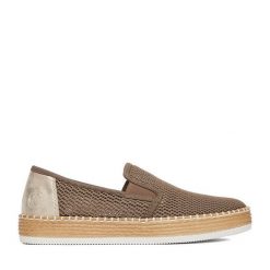 Espadryle Rieker. Szare espadryle damskie Rieker, bez wzorów, bez obcasa, bez zapięcia. Za 319.99 zł.
