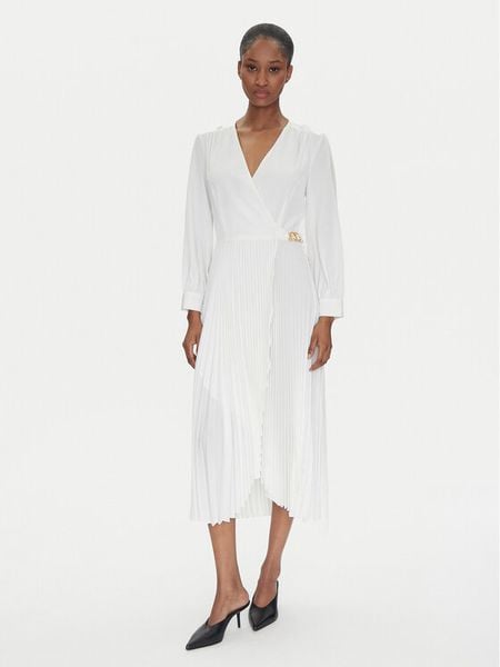 TWINSET Sukienka koktajlowa 251TP2420 Écru Loose Fit. Sukienki damskie Twinset, bez wzorów, z syntetyku, wizytowe, bez kołnierzyka, bez ramiączek. Za 629.00 zł.