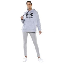 Bluza Z Kapturem Damska Polar Rival. Szare bluzy damskie Under Armour, l, bez wzorów, z bawełny, z kapturem. Za 243.60 zł.
