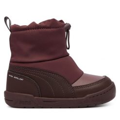 Śniegowce Puma. Brązowe buty zimowe chłopięce Puma, bez wzorów, bez zapięcia. Za 229.99 zł.