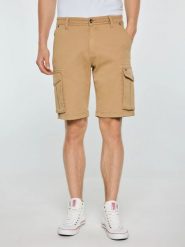 Szorty męskie z kieszeniami cargo beżowe Morrise 801. Brązowe krótkie spodenki sportowe męskie Big Star, m, bez wzorów, z bawełny. Za 179.99 zł.