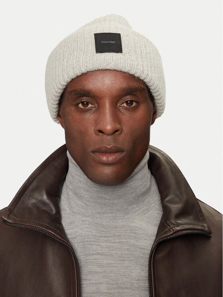 Calvin Klein Czapka K50K512357 Szary. Szare rękawiczki męskie Calvin Klein, na zimę, bez wzorów, z wełny. Za 139.99 zł.