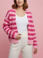 Kardigan w paski - różowy. Czerwone kardigany damskie Sinsay, l, bez wzorów. Za 49.99 zł.