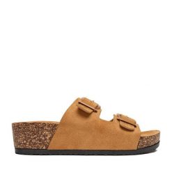 Klapki JENNY. Brązowe klapki damskie Jenny, bez wzorów, bez obcasa. Za 79.99 zł.