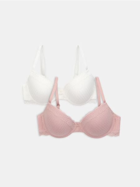 Usztywniane biustonosze z koronką 2 pack - wielobarwny. Biustonosze Sinsay, bez wzorów, z koronki. Za 35.99 zł.