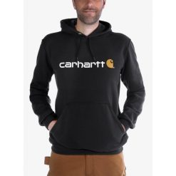 Bluza z kapturem męska Carhartt Signature Logo Sweatshirt. Czarne bluzy męskie Carhartt, m, bez wzorów, z kapturem. Za 277.99 zł.