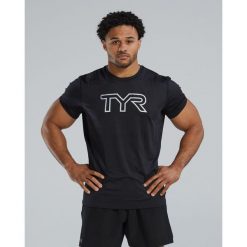Tes Shirt TYR Airtec Big Logo. Czarne koszulki sportowe męskie TYR, bez wzorów, bez kołnierzyka, bez ramiączek, na fitness i siłownię. Za 269.99 zł.