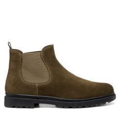 Sztyblety Geox. Zielone botki męskie Geox, bez wzorów, bez zapięcia. Za 499.99 zł.