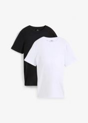 Shirt ciążowy z bawełny organicznej (2 szt.). Żółte bluzki damskie bonprix, bez wzorów, z bawełny, bez kołnierzyka, moda ciążowa, bez ramiączek. Za 31.98 zł.