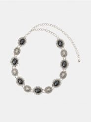 Metalowy pasek łańcuszkowy boho - srebrny. Szare paski damskie Sinsay, bez wzorów, boho. Za 29.99 zł.