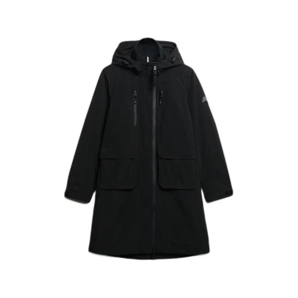 Parka damska z kapturem Superdry Longline. Czarne kurtki damskie Superdry., l, bez wzorów, z materiału, z kapturem. Za 656.60 zł.
