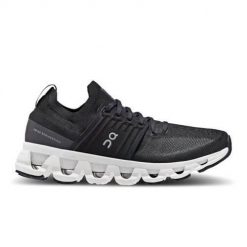 Buty do biegania damskie On Cloudswift 3 W. Czarne obuwie sportowe damskie On, bez wzorów, z materiału, do biegania. Za 698.50 zł.