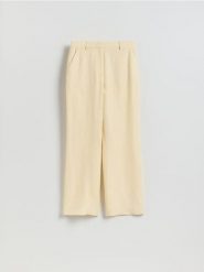 Spodnie z lyocellem - jasnożółty. Żółte spodnie materiałowe damskie Reserved, l, bez wzorów, z lyocellu. Za 159.99 zł.