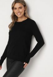 Czarny Casualowy Sweter o Klasycznym Kroju z Wełną i Kaszmirem Dailithra. Czarne swetry damskie Born2be, l, z aplikacjami, z dzianiny, klasyczne, bez kołnierzyka, bez ramiączek, bez kaptura. Za 44.99 zł.