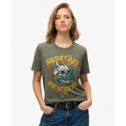 Luźna koszulka Neo Trad Tattoo. Zielone koszulki sportowe damskie Superdry., bez wzorów, z bawełny, bez kołnierzyka, bez ramiączek. Za 147.45 zł.