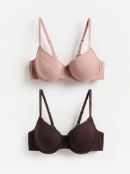 Biustonosz push up 2 pack - ciemnobrązowy. Brązowe biustonosze Reserved, bez wzorów, z dzianiny. Za 99.99 zł.