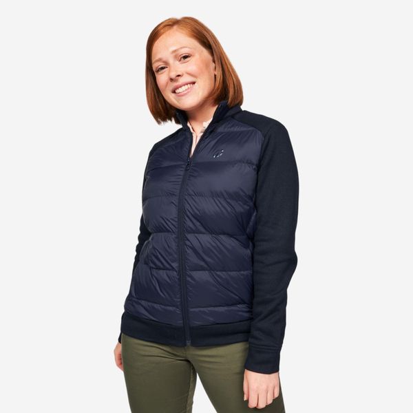 Kurtka do golfa damska CW900 hybrydowa. Niebieskie kurtki damskie INESIS, bez wzorów, z dzianiny, na golfa. Za 179.99 zł.