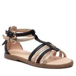 Sandały Geox. Czarne sandały dziewczęce Geox, bez zapięcia. Za 159.99 zł.