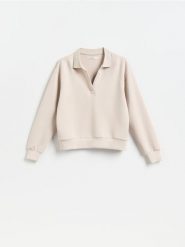 Bluza z dodatkiem modalu - beżowy. Brązowe bluzy damskie Reserved, l, bez wzorów, z dzianiny, bez kaptura. Za 109.99 zł.