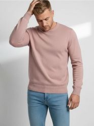 Bawełniany sweter basic - różowy. Czerwone swetry przez głowę męskie Sinsay, l, bez wzorów, z bawełny, bez kołnierzyka. Za 39.99 zł.