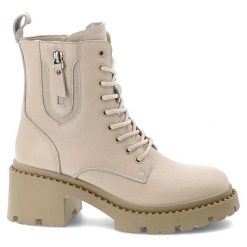 Beżowe Botki Vinceza Ocieplane Obuwie Damskie. Brązowe kozaki damskie VINCEZA, ze skóry, bez obcasa, na obcasie. Za 237.99 zł.